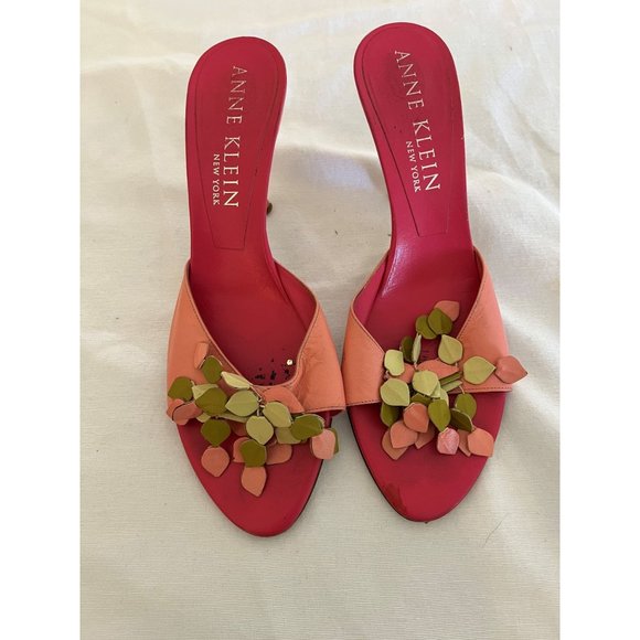 Anne Klein Shoes - Anne Klein Women's Barbiecore Pink Leather Mule, Open Toe Embellished Sandal- 9M